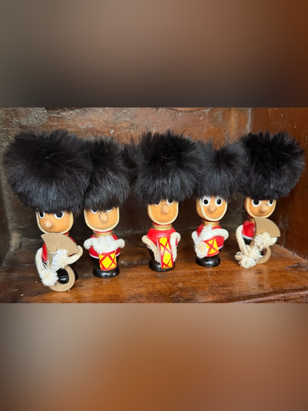 Classic Wooden Christmas Toy Soldier Set in Red and Black Vintage & Collectible
